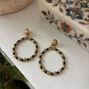 Sezane-inspired gold and black earrings
